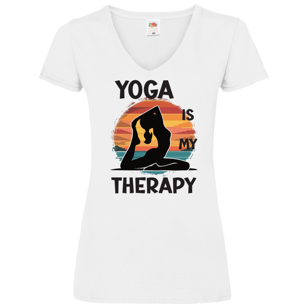 Damen Basic V-Neck T-Shirt Yoga-001
