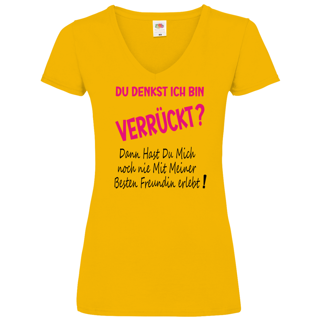 Damen Basic V-Neck T-Shirt Spruch0007