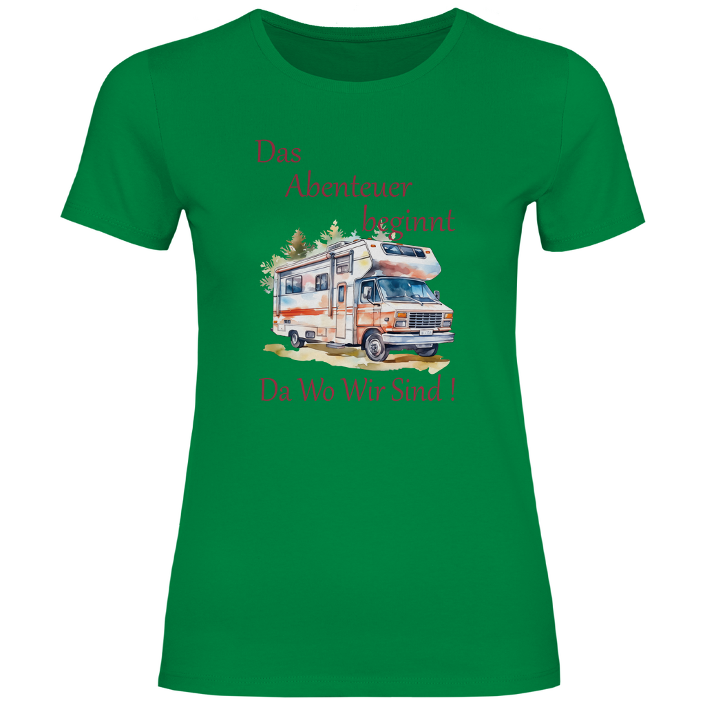 Damen T-Shirt Camping Das Abenteuer beginnt-01