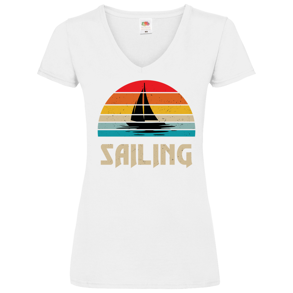 Damen Basic V-Neck T-Shirt Sailing-01