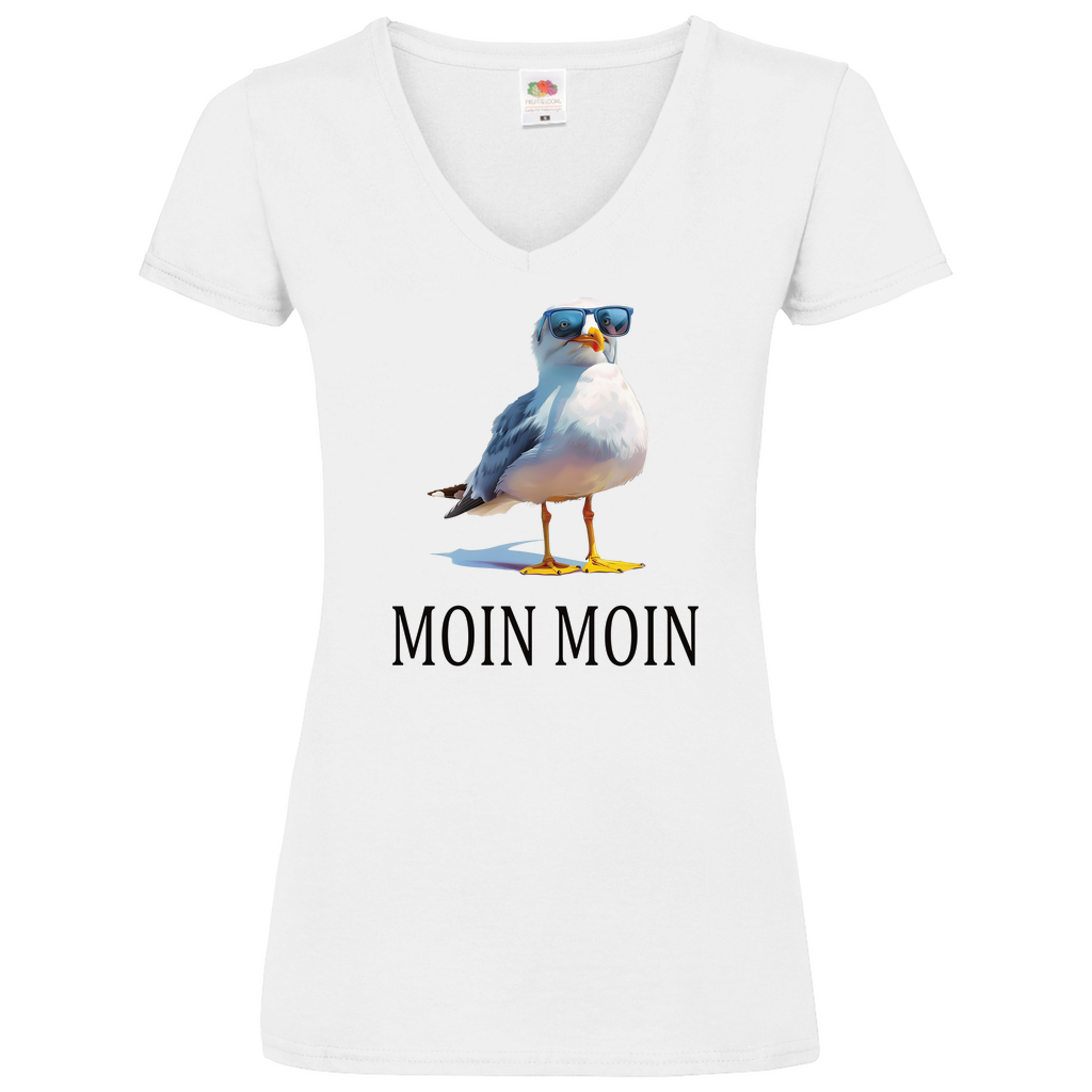 Damen Basic V-Neck T-Shirt MOINMOIN-02