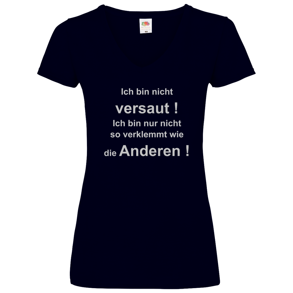 Damen Basic V-Neck T-Shirt ich bin nicht-01