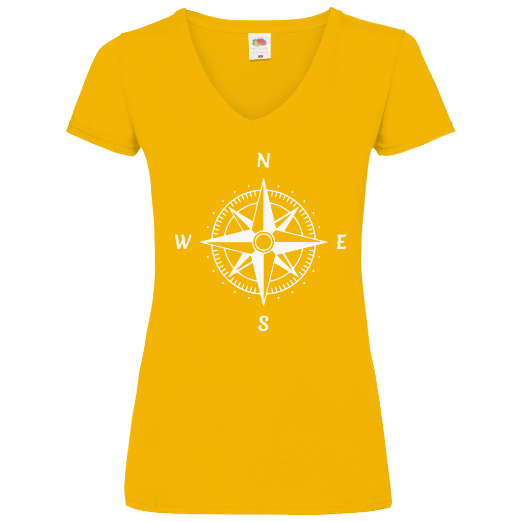 Damen Basic V-Neck T-Shirt Sailing-kompass-01