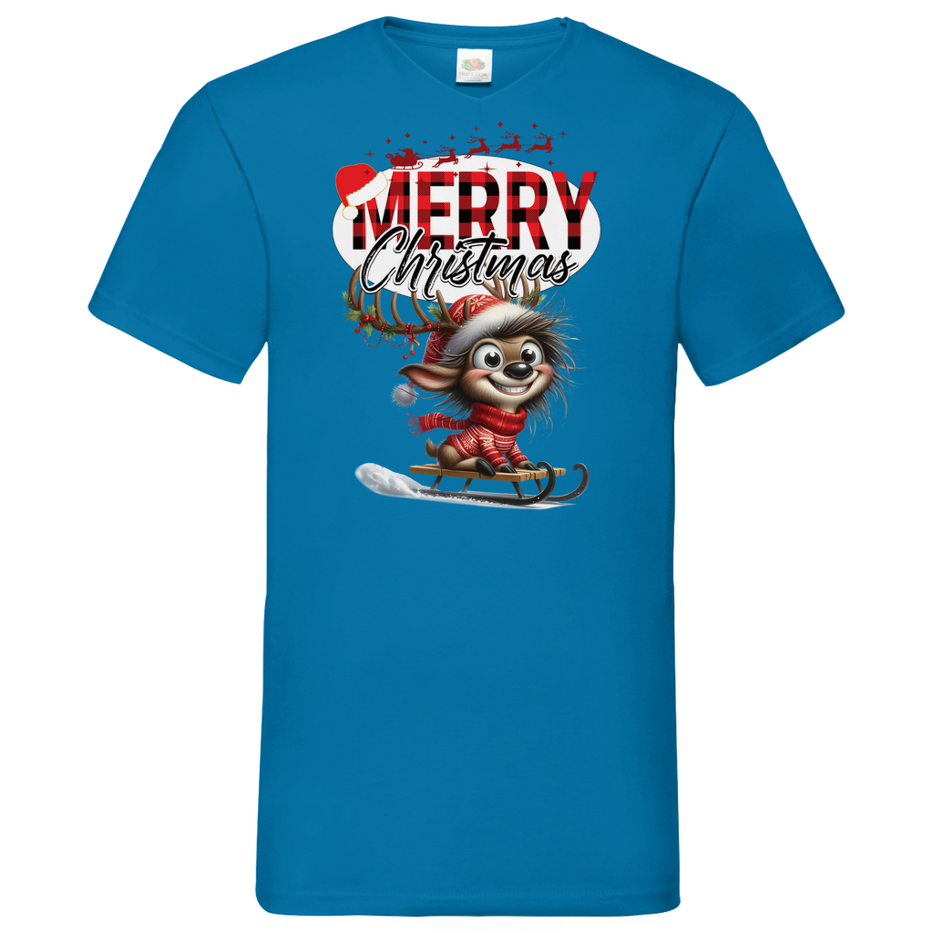 Herren Basic V-Neck T-Shirt weihnachten-11