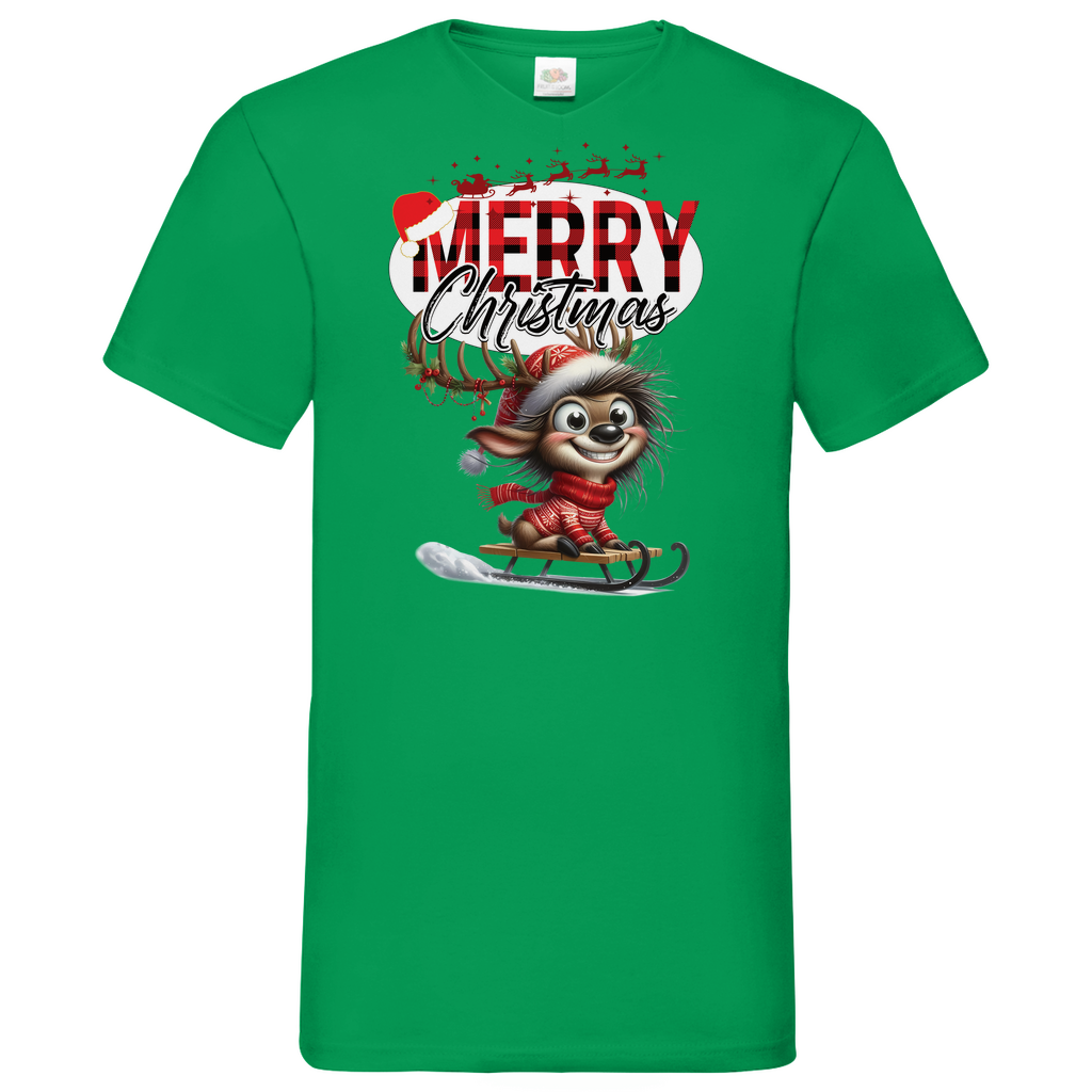 Herren Basic V-Neck T-Shirt weihnachten-11