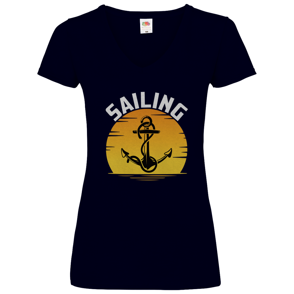 Damen Basic V-Neck T-Shirt Sailing-04