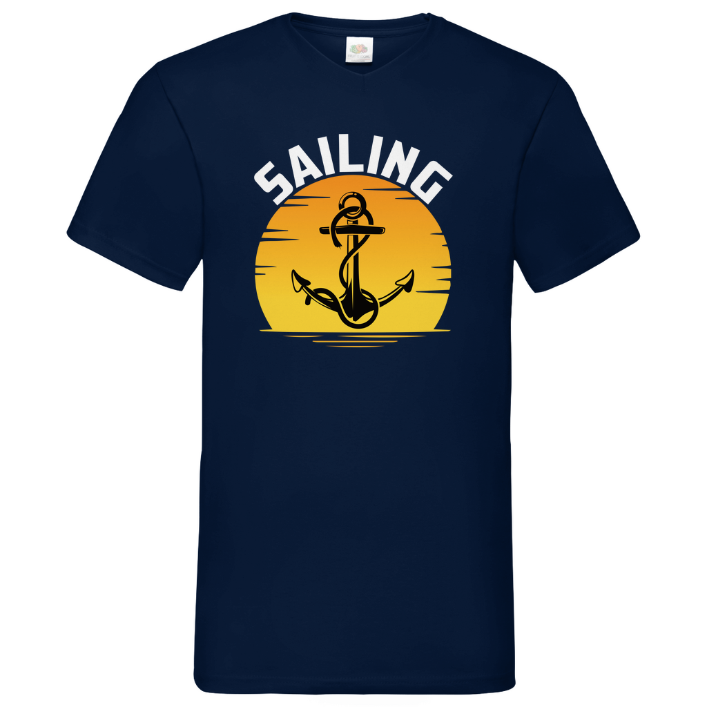 Herren Basic V-Neck T-Shirt Sailing-04