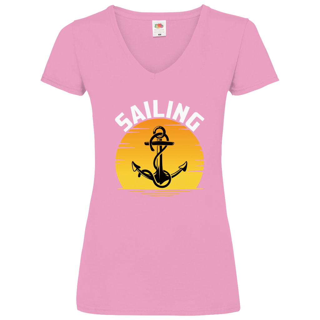 Damen Basic V-Neck T-Shirt Sailing-04