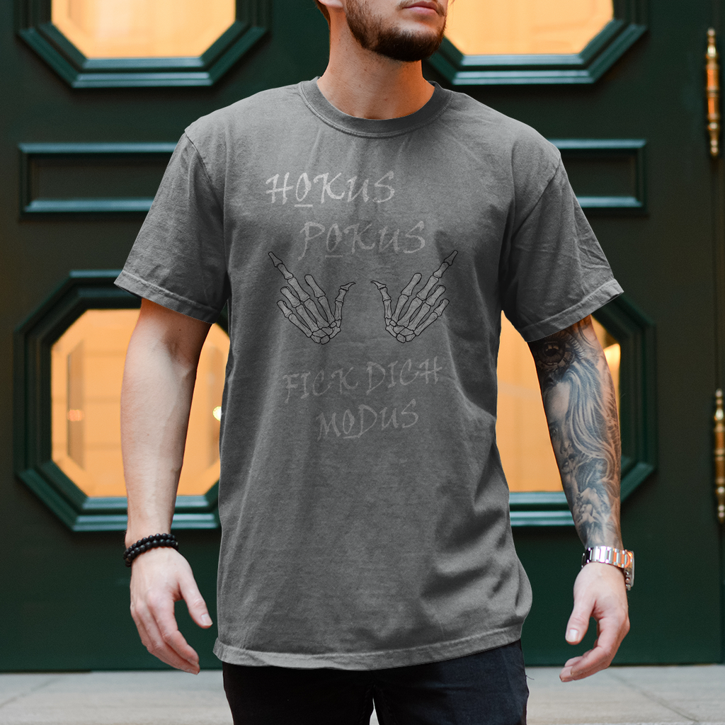 Herren T-Shirt Hokus Pokus - Sportliches Grau: 85% Baumwolle, 15% Viskose - Körperbetonte Passform