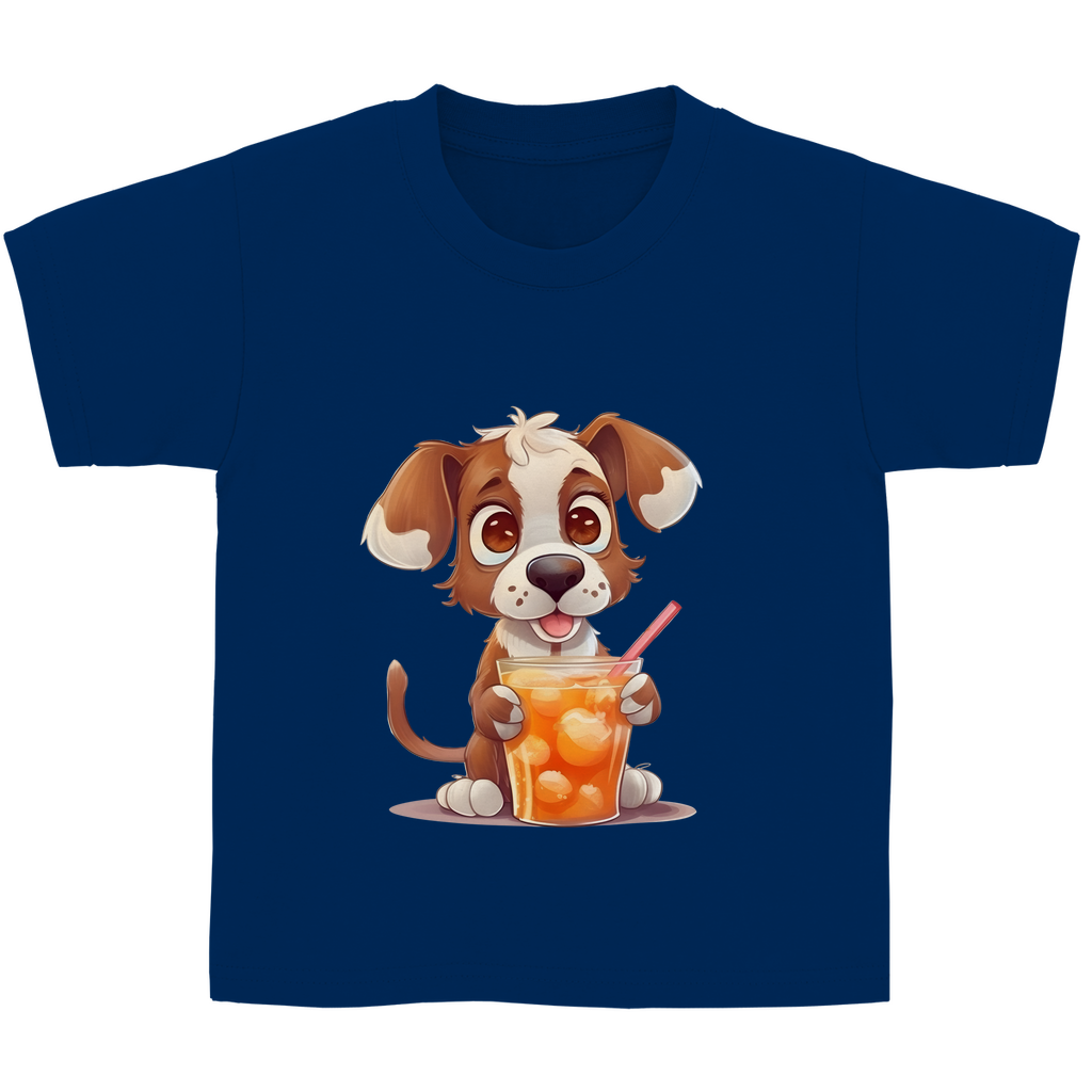 Kinder Basic T-Shirt Hund mit drink