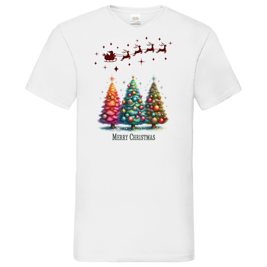 Herren Basic V-Neck T-Shirt weihnachten-08