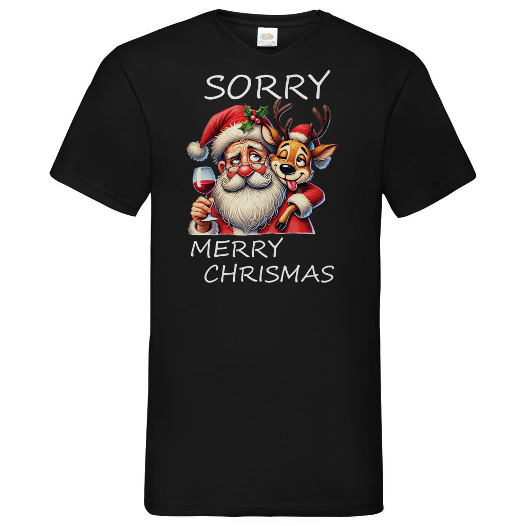 Herren Basic V-Neck T-Shirt weihnachten-13