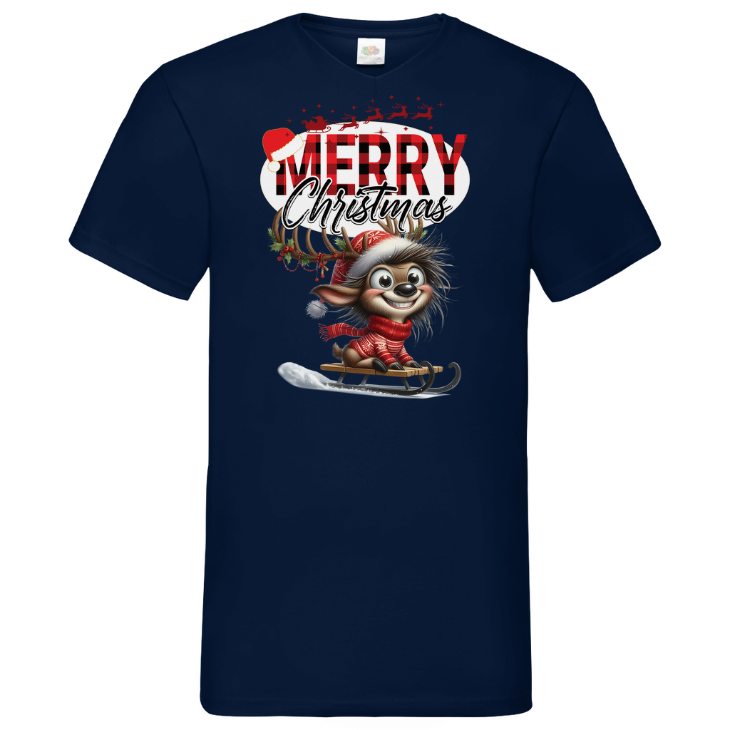 Herren Basic V-Neck T-Shirt weihnachten-11