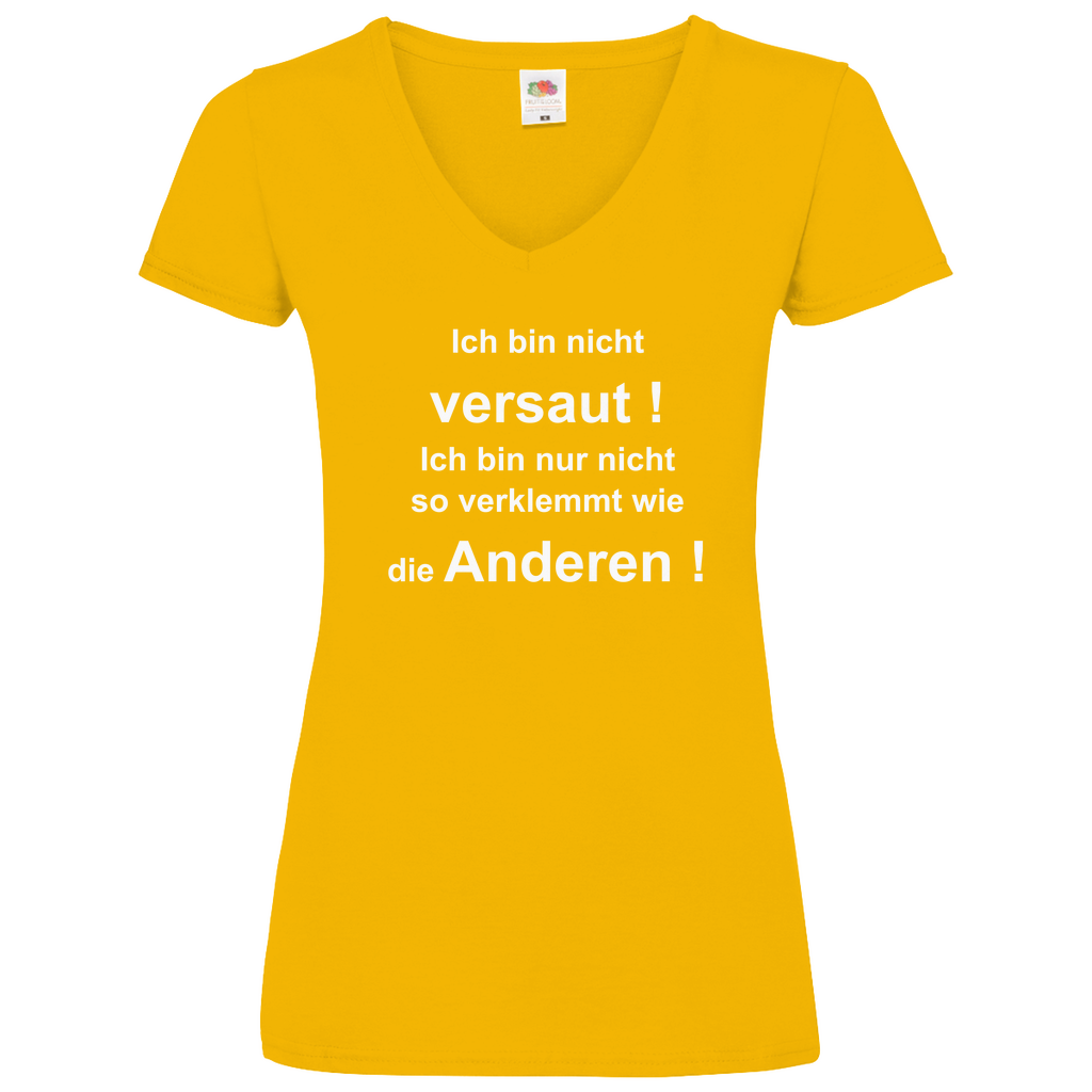 Damen Basic V-Neck T-Shirt ich bin nicht-01
