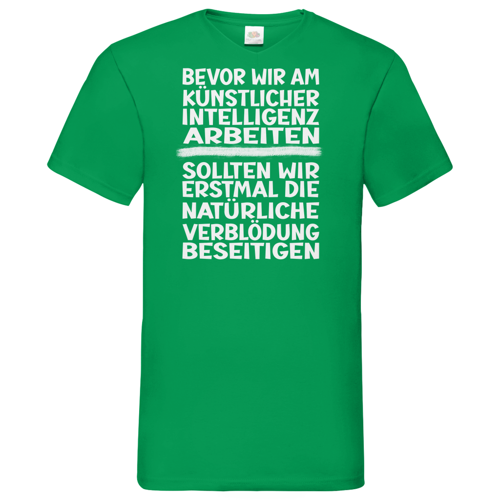 Herren Basic V-Neck T-Shirt Spruch0001