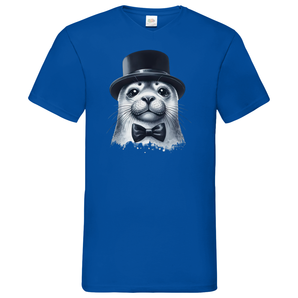 Herren Basic V-Neck T-Shirt Seehund-03