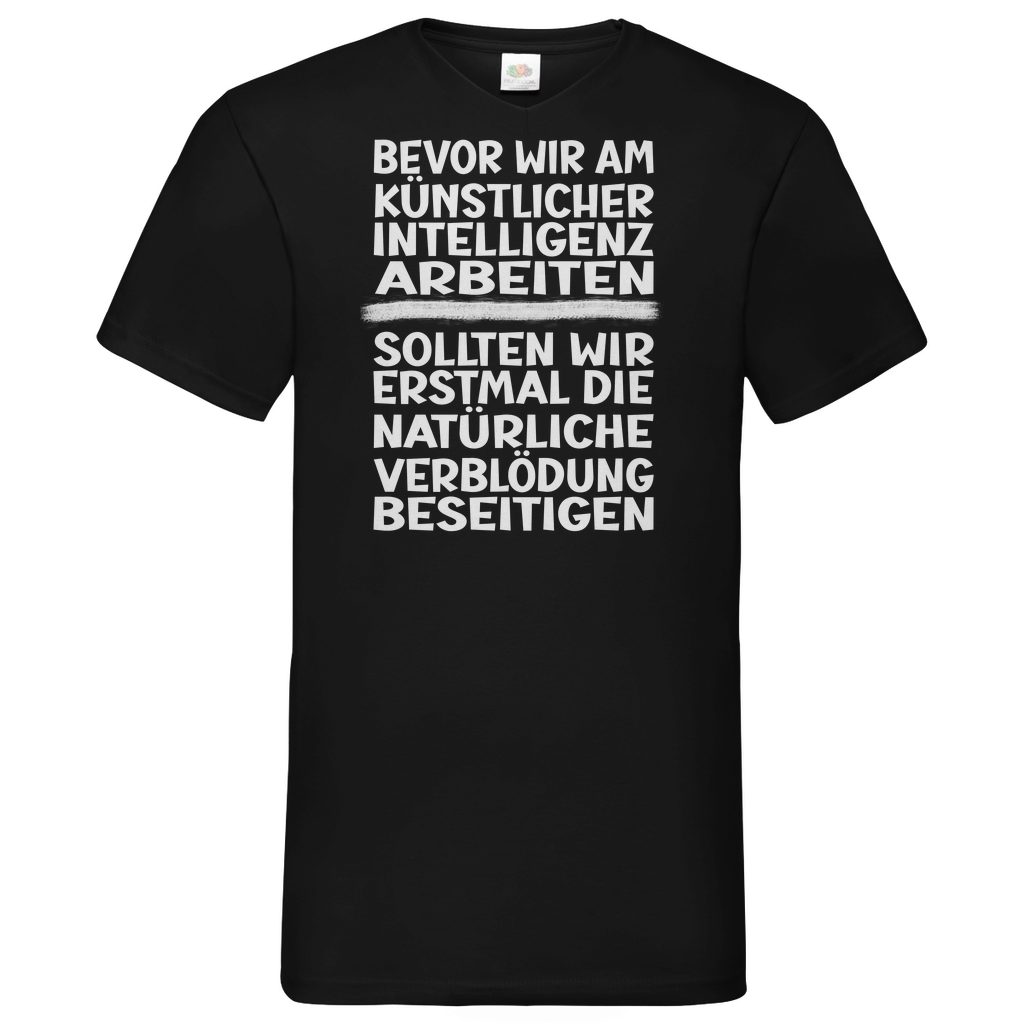 Herren Basic V-Neck T-Shirt Spruch0001