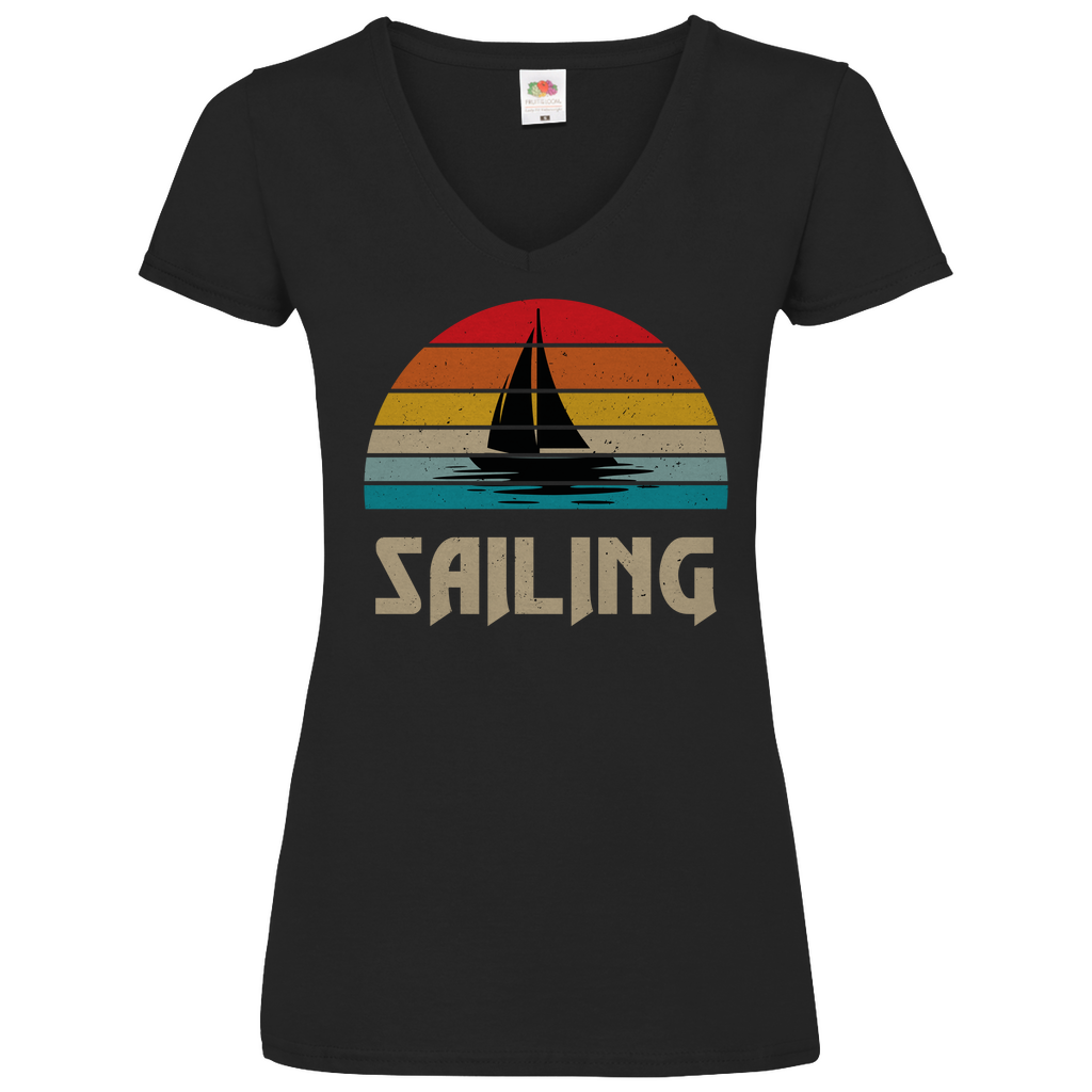 Damen Basic V-Neck T-Shirt Sailing-01
