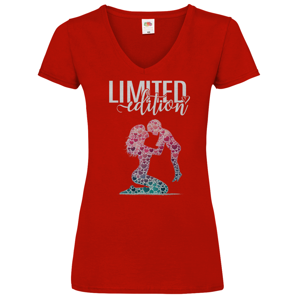 Damen Basic V-Neck T-Shirt mutter mit kind-01