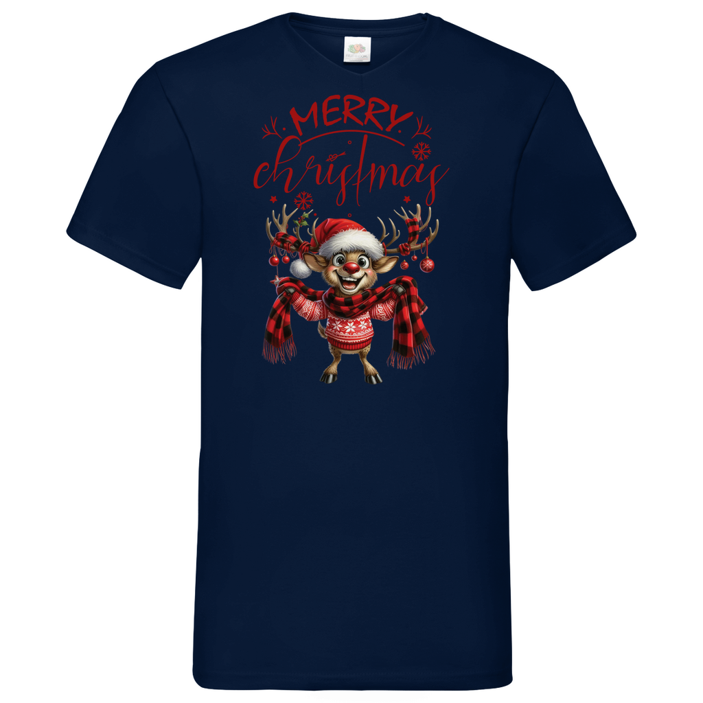 Herren Basic V-Neck T-Shirt weihnachten-12