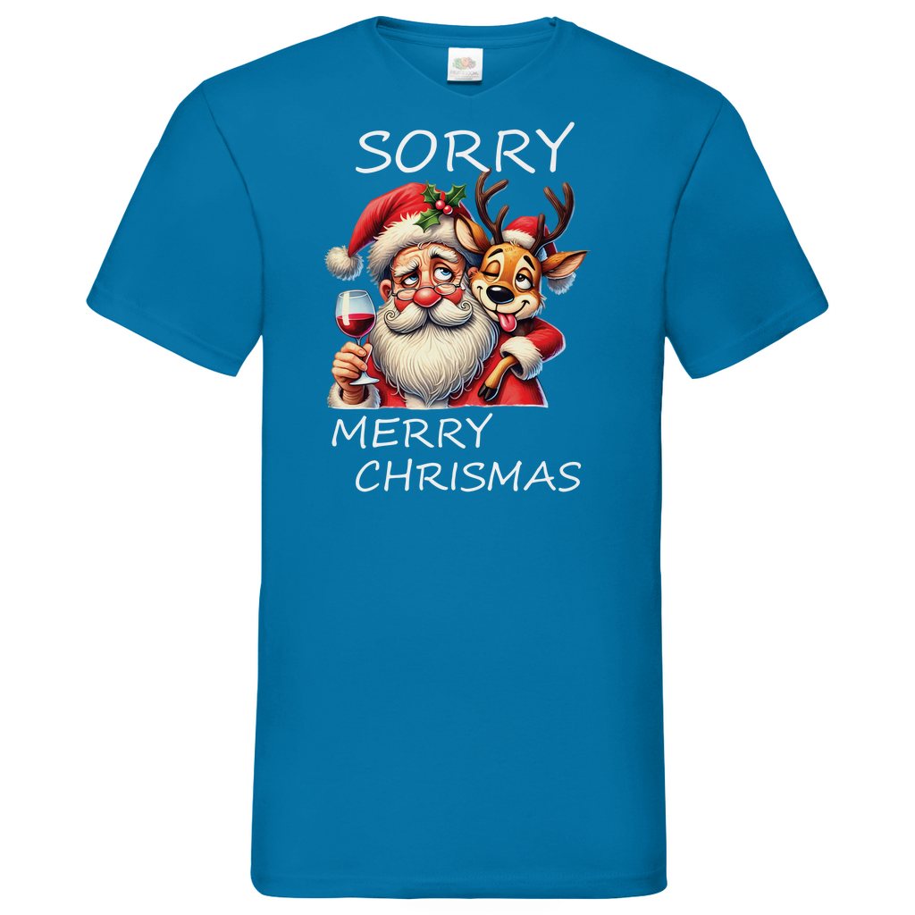 Herren Basic V-Neck T-Shirt weihnachten-13