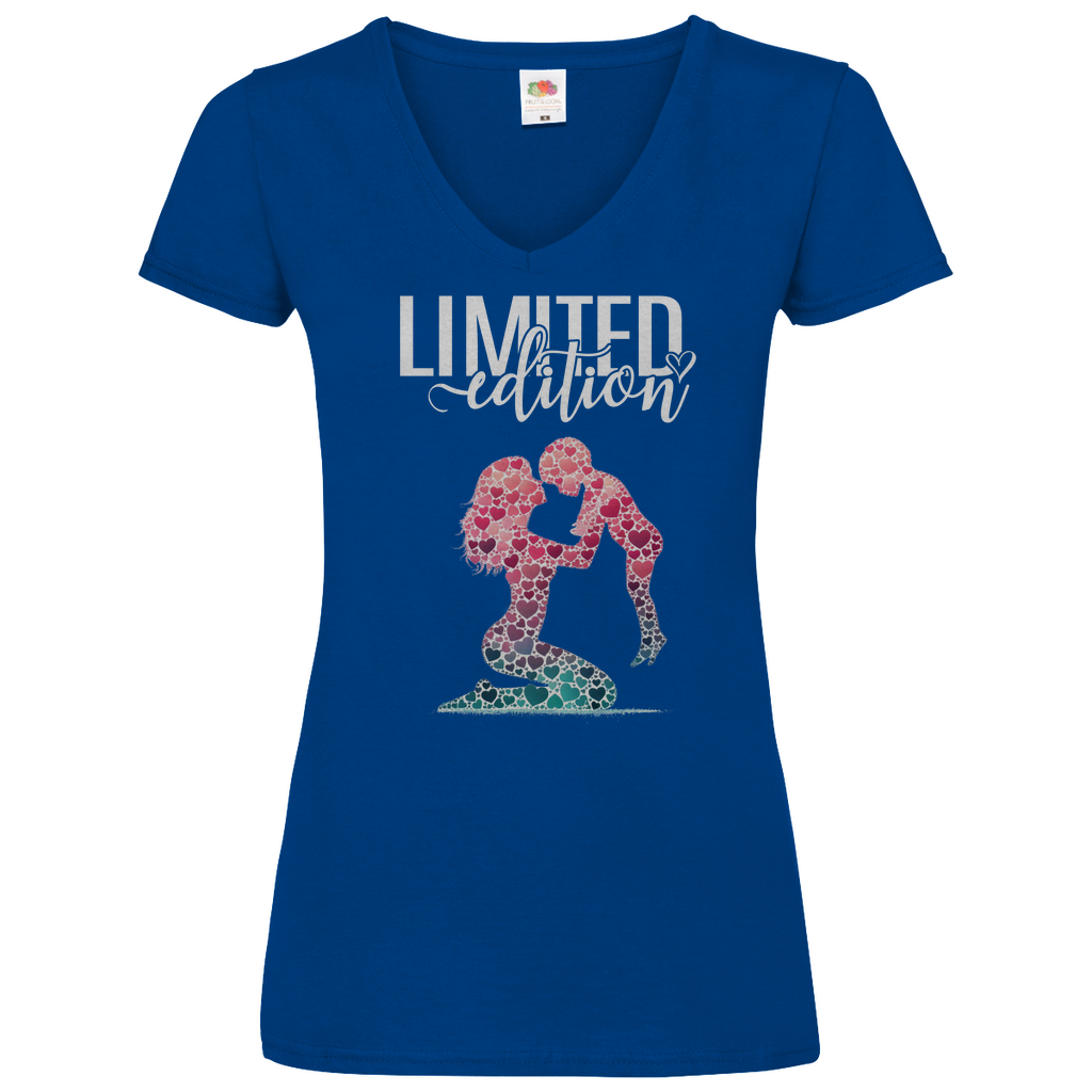Damen Basic V-Neck T-Shirt mutter mit kind-01