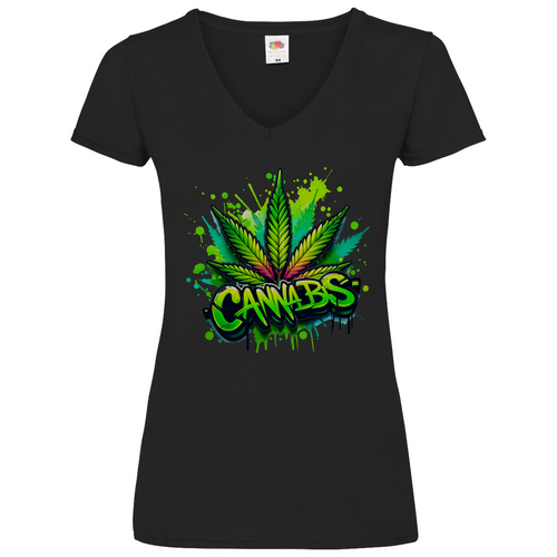 Damen Basic V-Neck T-Shirt Canna-01