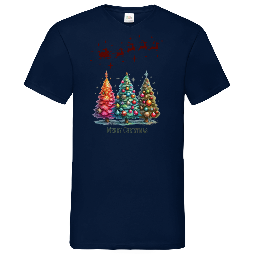 Herren Basic V-Neck T-Shirt weihnachten-08