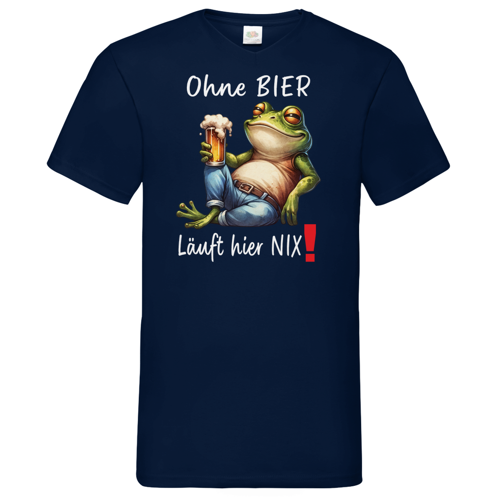 Herren Basic V-Neck T-Shirt Ohne Bier-01