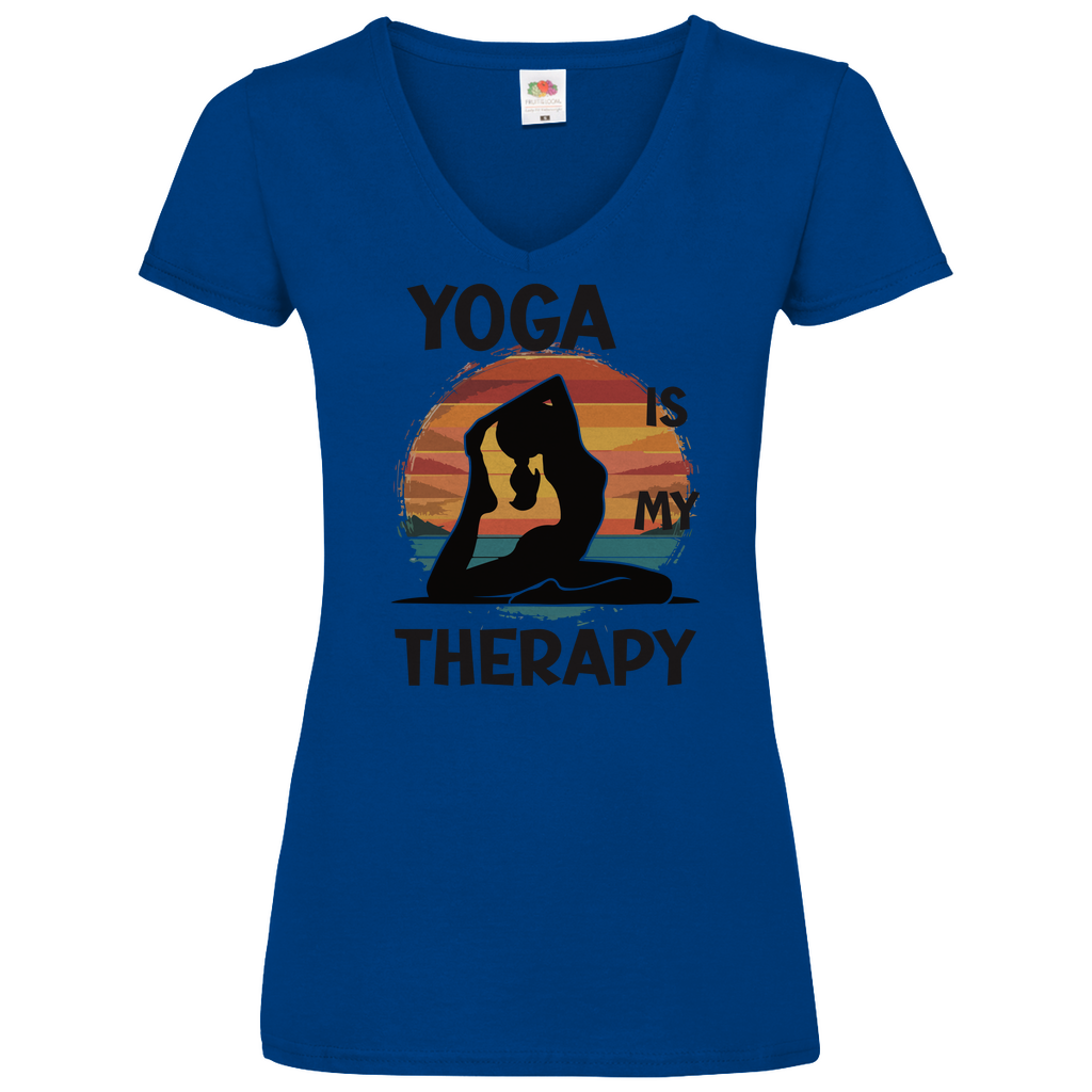 Damen Basic V-Neck T-Shirt Yoga-001