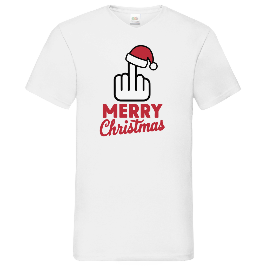 Herren Basic V-Neck T-Shirt weihnachten-06