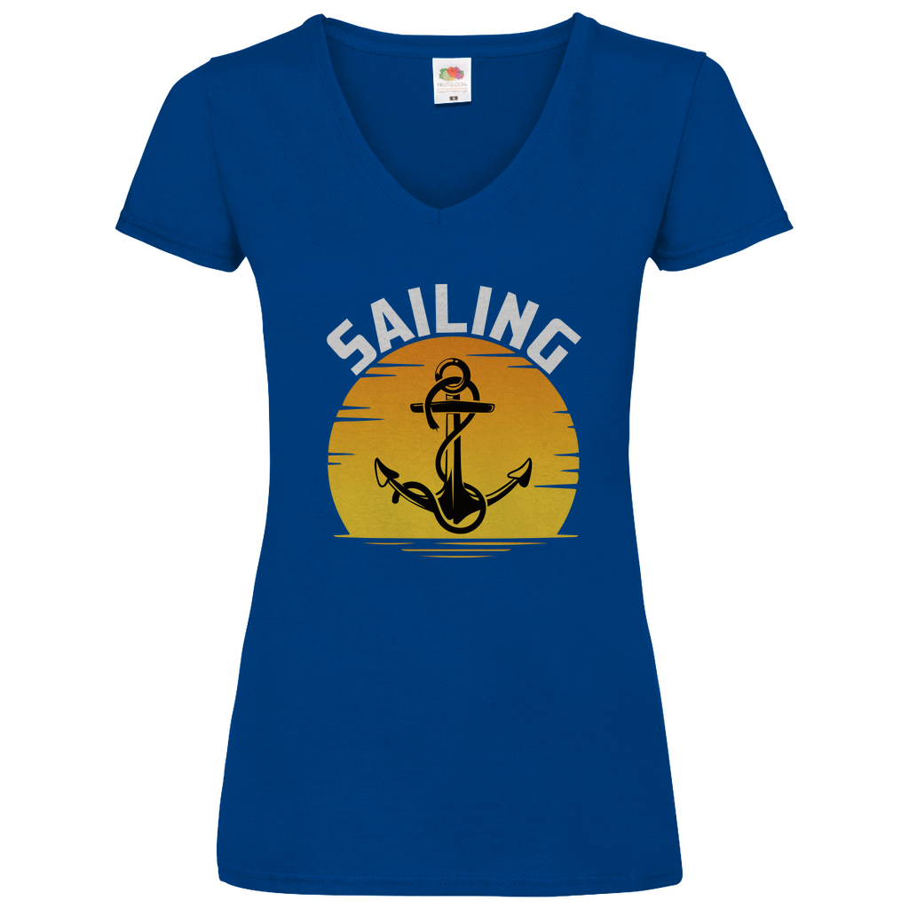 Damen Basic V-Neck T-Shirt Sailing-04