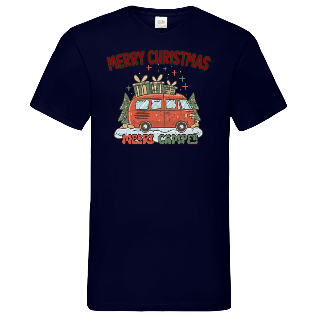 Herren Basic V-Neck T-Shirt weihnachten-07