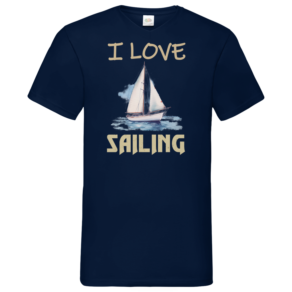 Herren Basic V-Neck T-Shirt Sailing-02