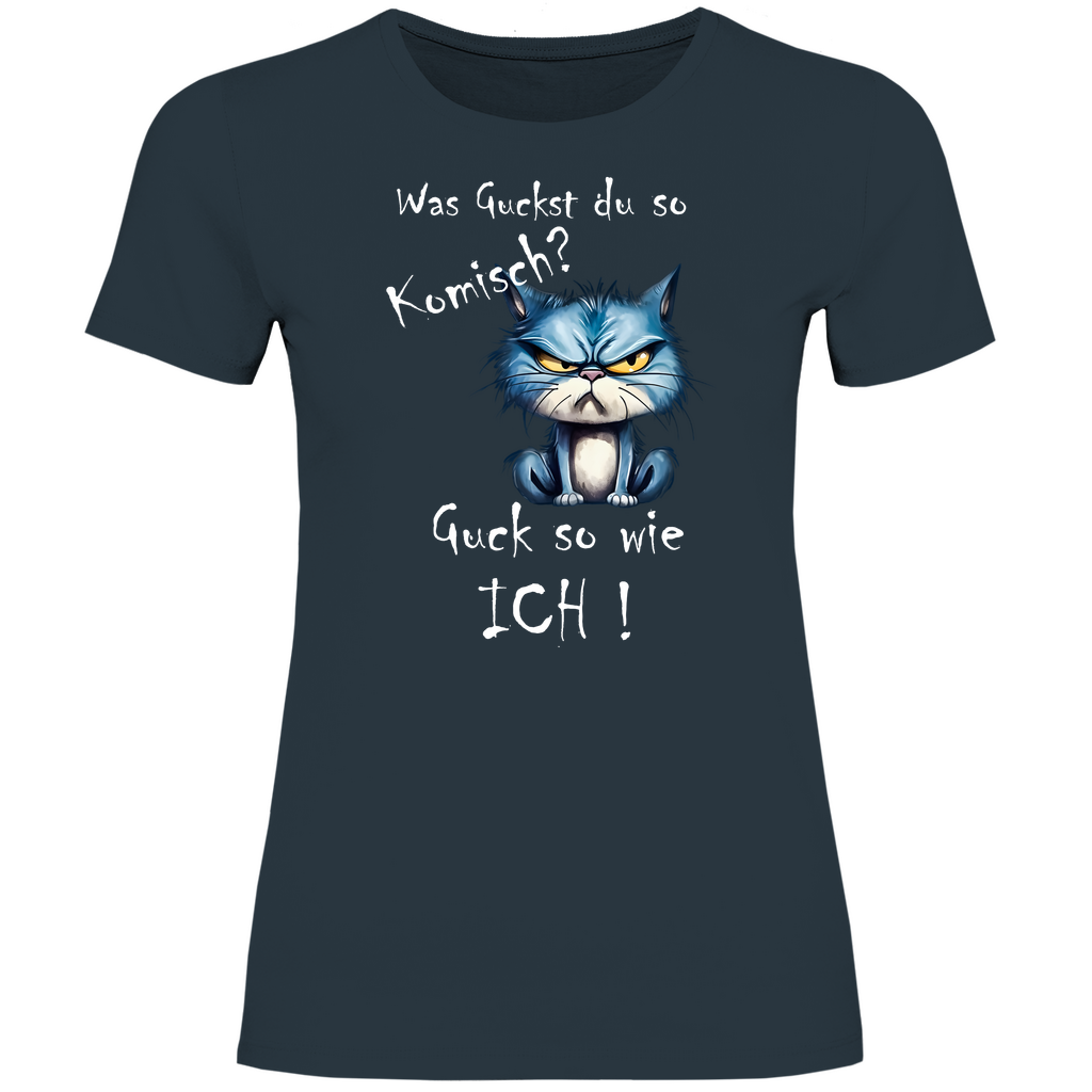 Damen T-Shirt was kuckst du so ?