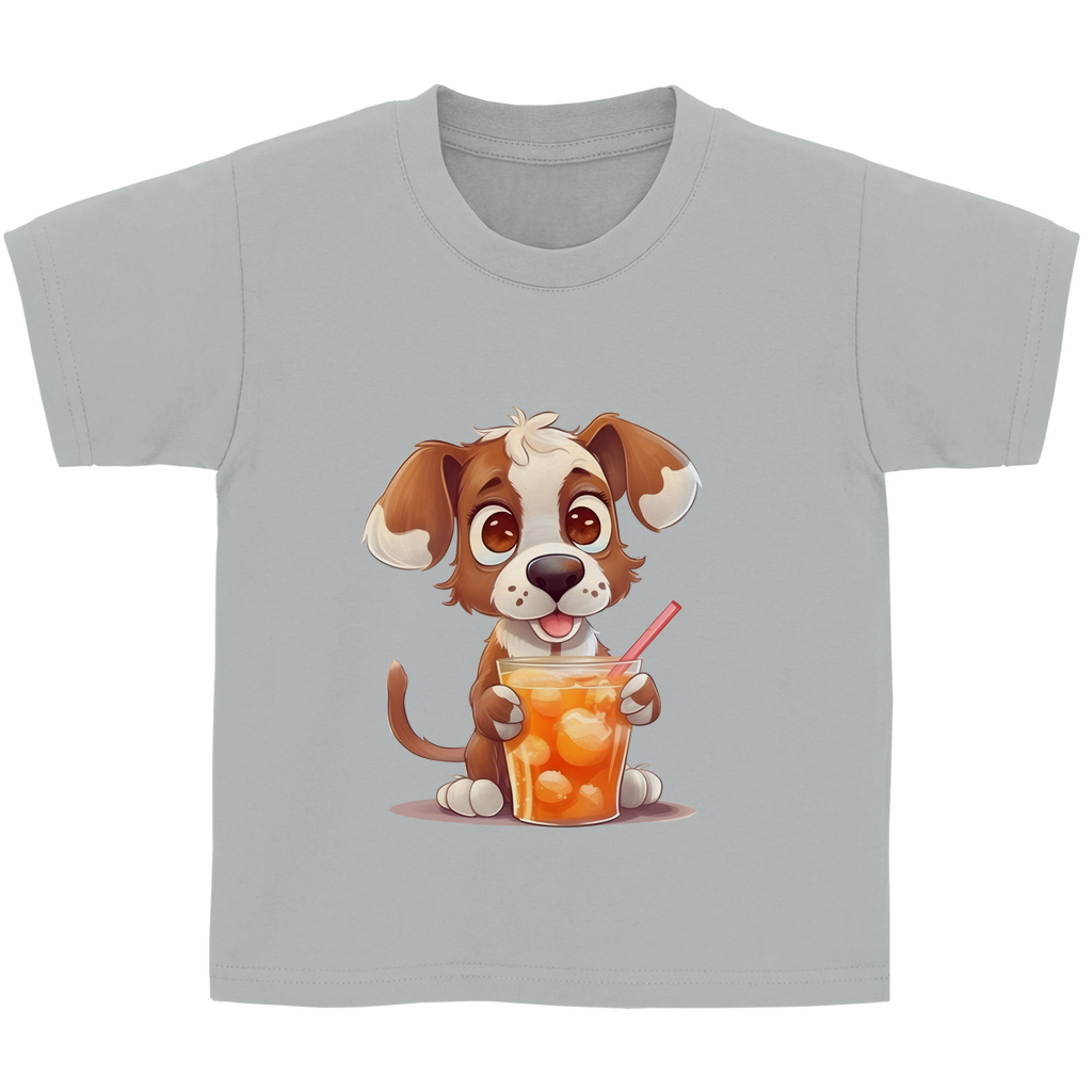 Kinder Basic T-Shirt Hund mit drink