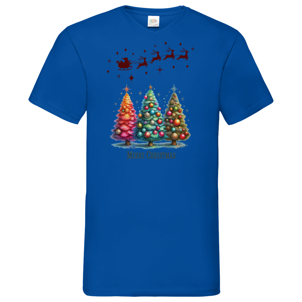 Herren Basic V-Neck T-Shirt weihnachten-08
