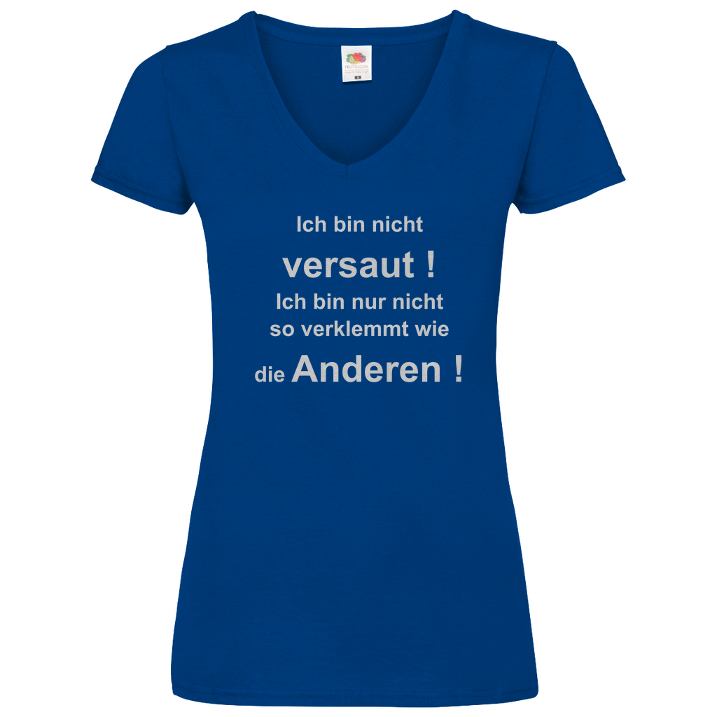 Damen Basic V-Neck T-Shirt ich bin nicht-01