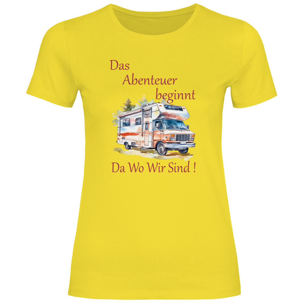 Damen T-Shirt Camping Das Abenteuer beginnt-01