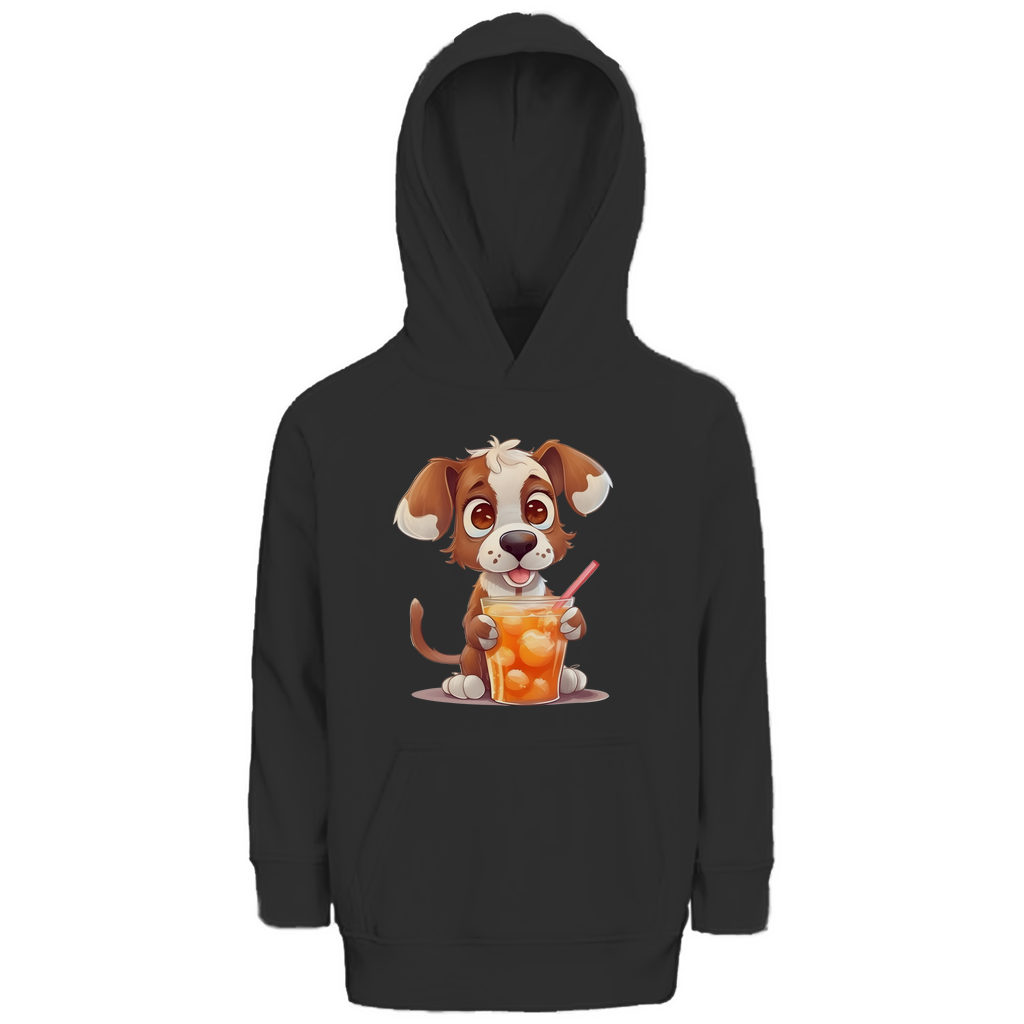 Kinder Premium Bio Hoodie Hund mit drink