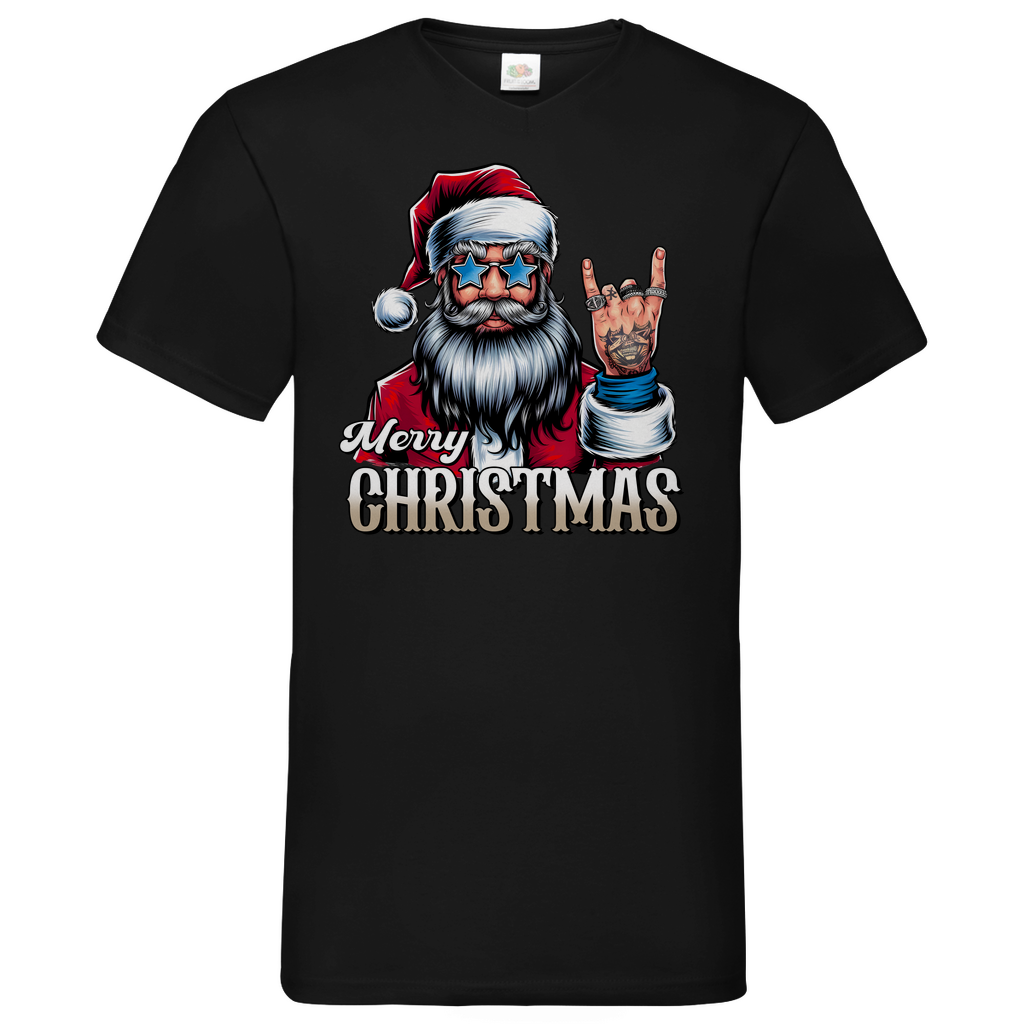 Herren Basic V-Neck T-Shirt weihnachten-05