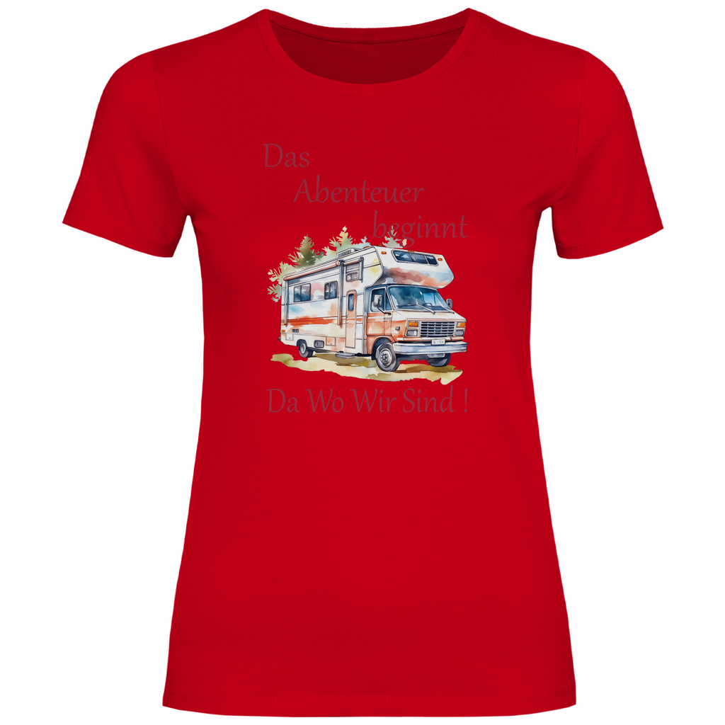 Damen T-Shirt Camping Das Abenteuer beginnt-01