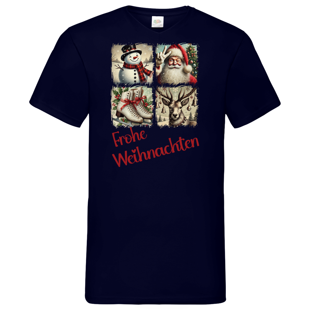 Herren Basic V-Neck T-Shirt weihnachten-10