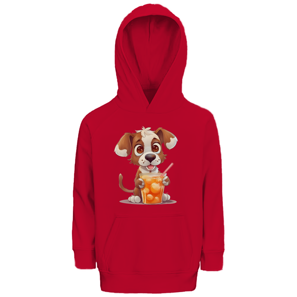 Kinder Premium Bio Hoodie Hund mit drink