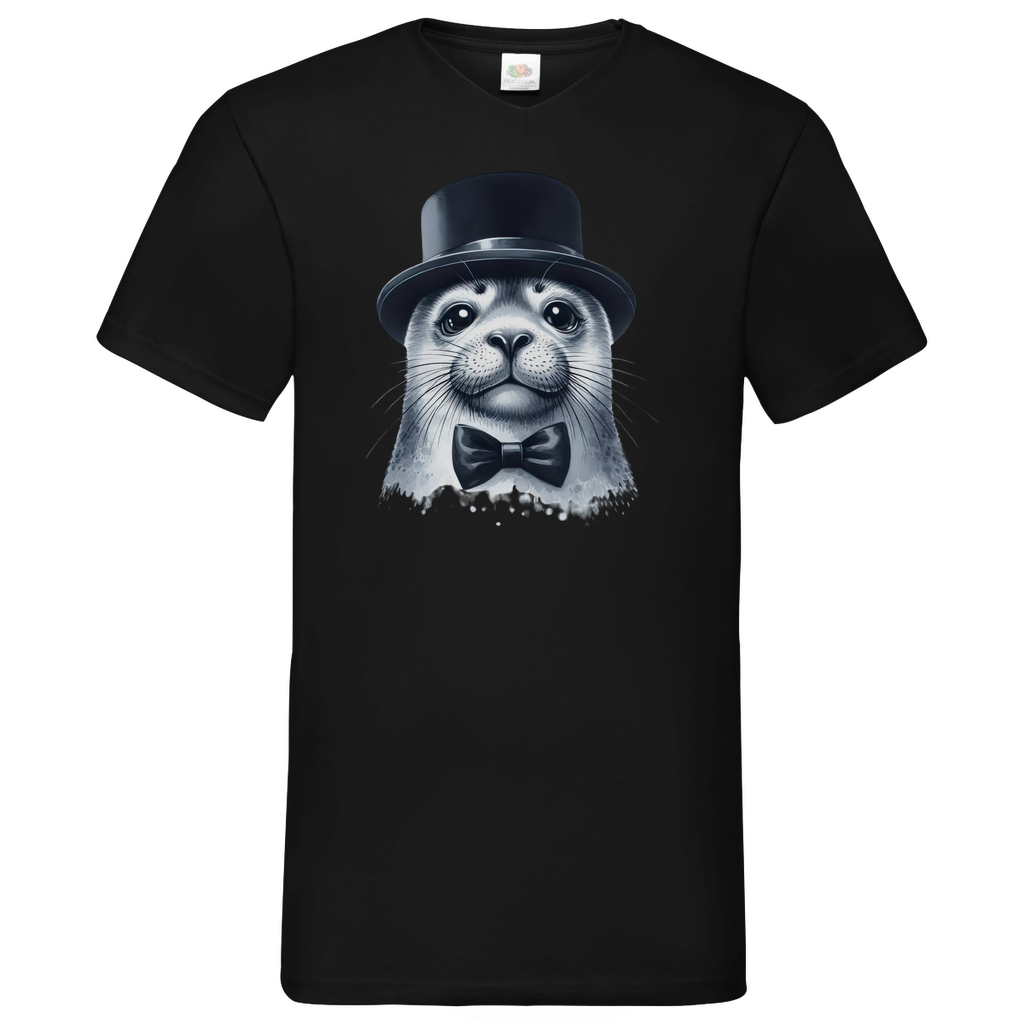 Herren Basic V-Neck T-Shirt Seehund-03