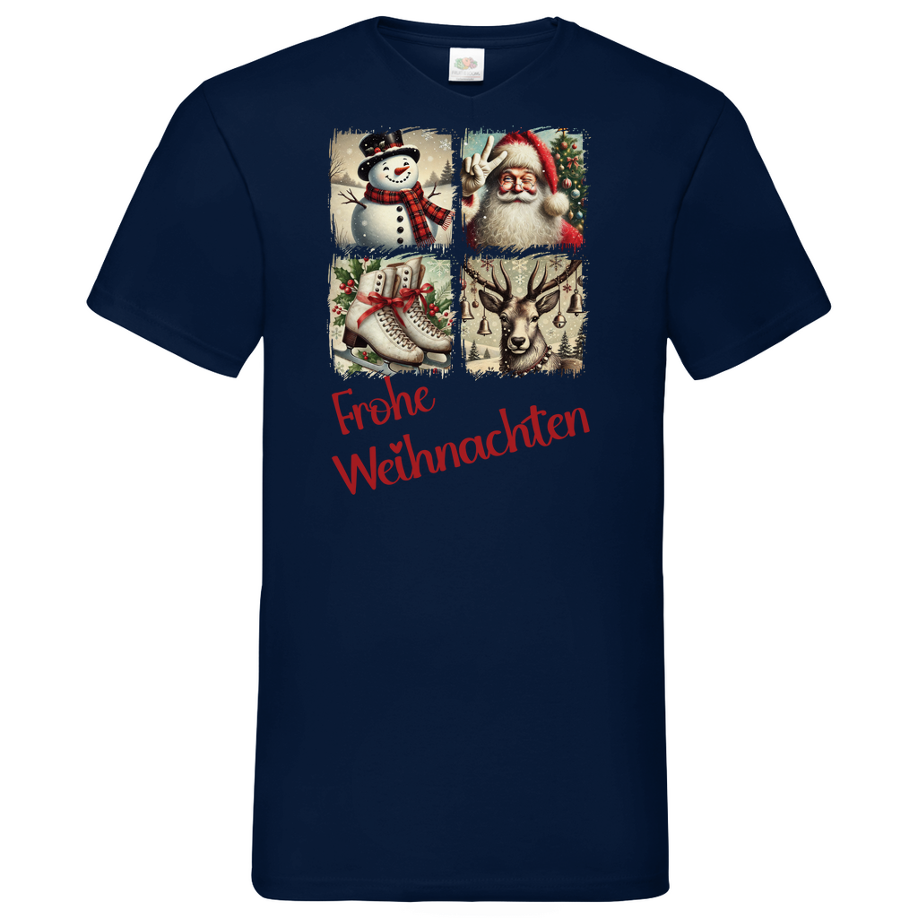 Herren Basic V-Neck T-Shirt weihnachten-10