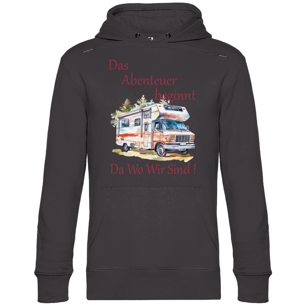 Herren Promo Hoodie Camping Das Abenteuer beginnt-01