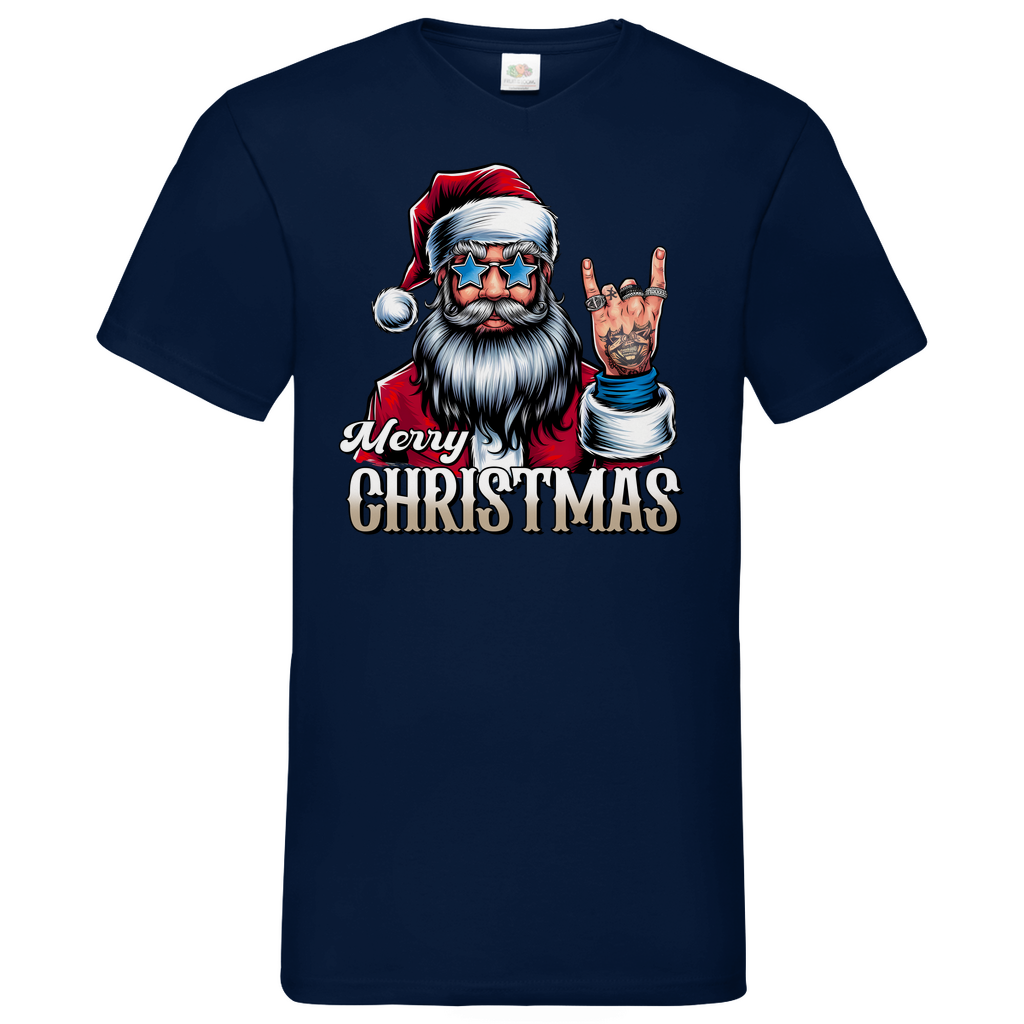 Herren Basic V-Neck T-Shirt weihnachten-05