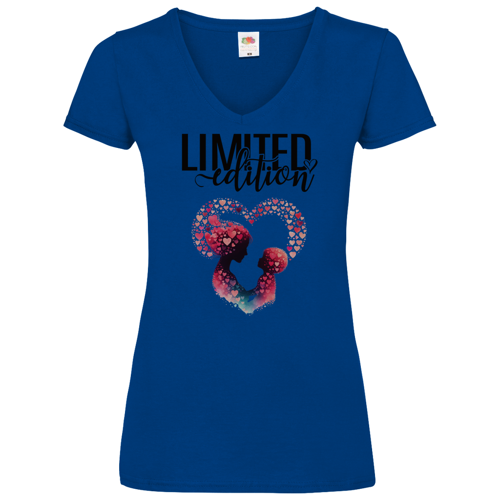Damen Basic V-Neck T-Shirt mutter mit kind-03