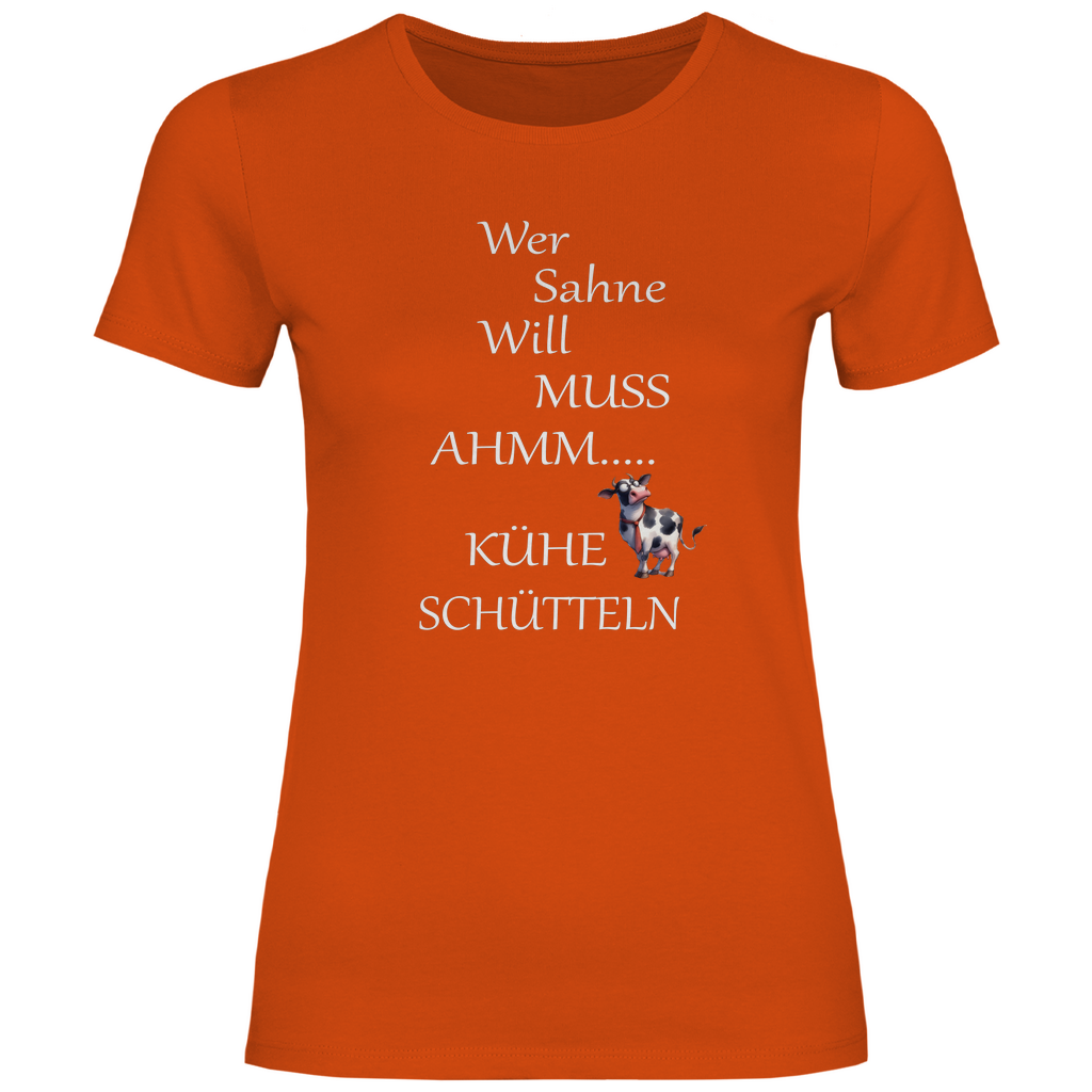Damen T-Shirt wer sahne will-w